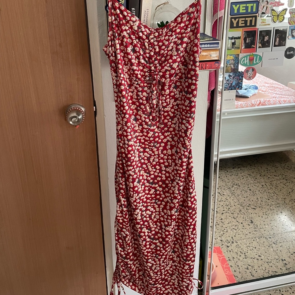 Shein red floral dress